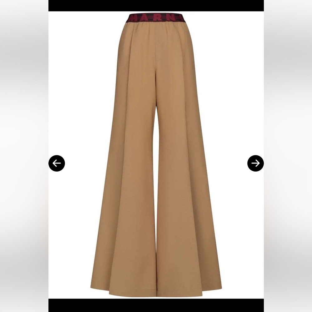 MARNI logo waistband flared trousers